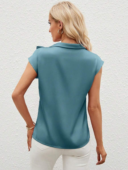 SHEIN Clasi Camisa formal de mujer elegante y simple con manga de murciélago y lazo