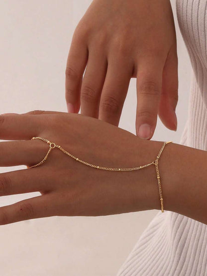 1 pieza Pulsera para nudillos con cadena de metal de labios de moda minimalista