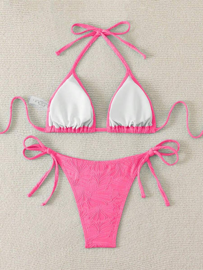 Conjunto de bikini de verano sexy para mujer de tela especial con halter anudado