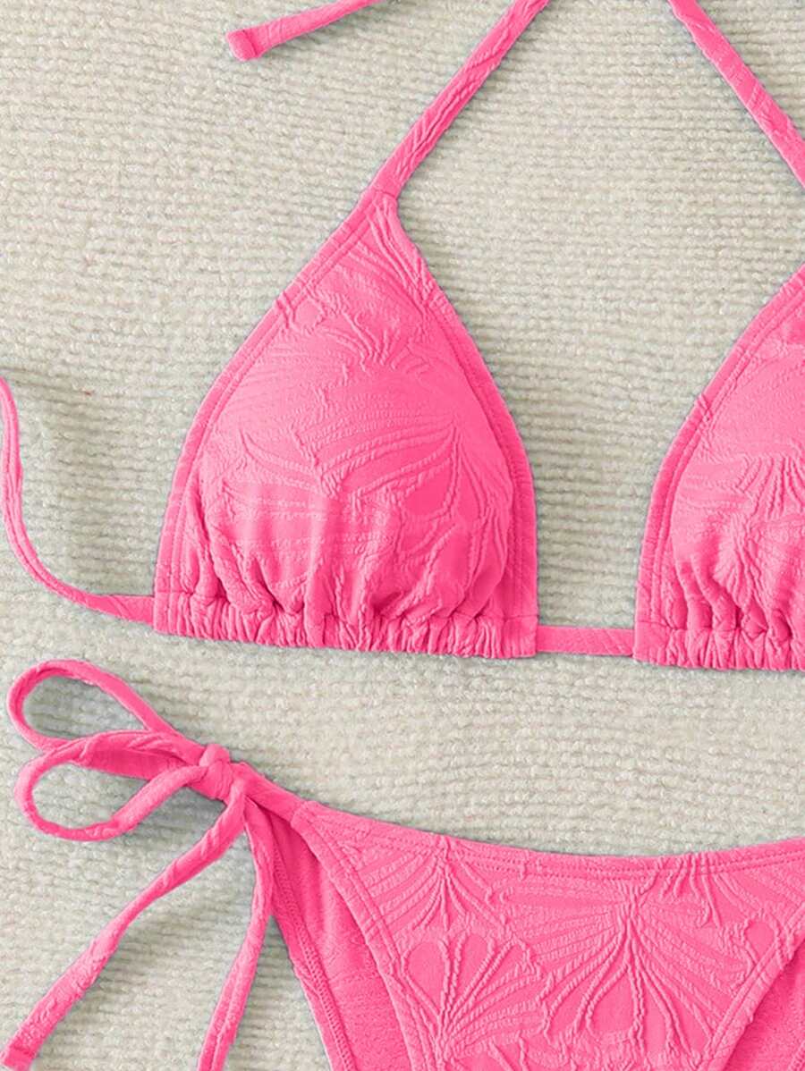 Conjunto de bikini de verano sexy para mujer de tela especial con halter anudado