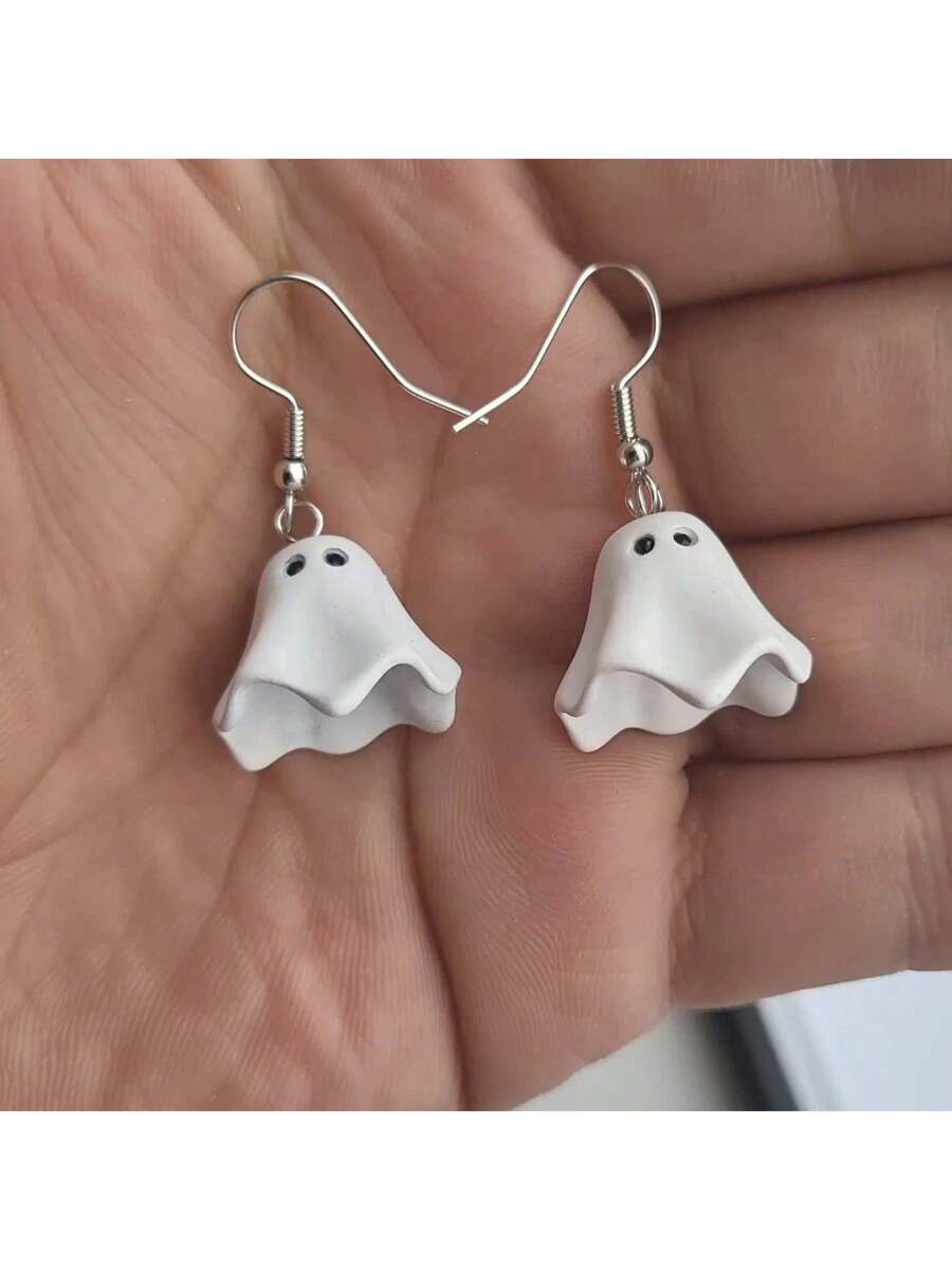 1 par de nuevos y elegantes pendientes de fantasma de dibujos animados, pendientes para fiestas de Halloween
