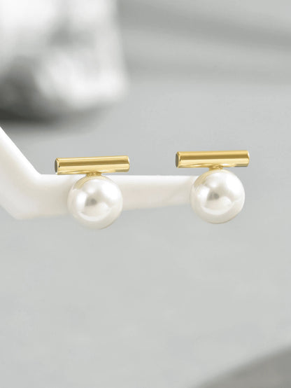 1 par de pendientes de perla de imitación delicados, pendientes de diseño minimalista con elegante estilo inspirado en la naturaleza