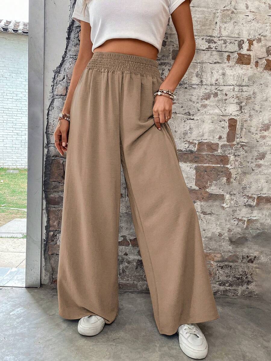 Flirla Pantalones sueltos de verano de unicolor para mujer