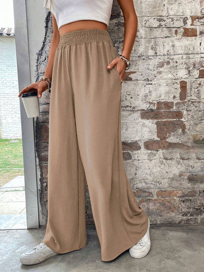 Flirla Pantalones sueltos de verano de unicolor para mujer