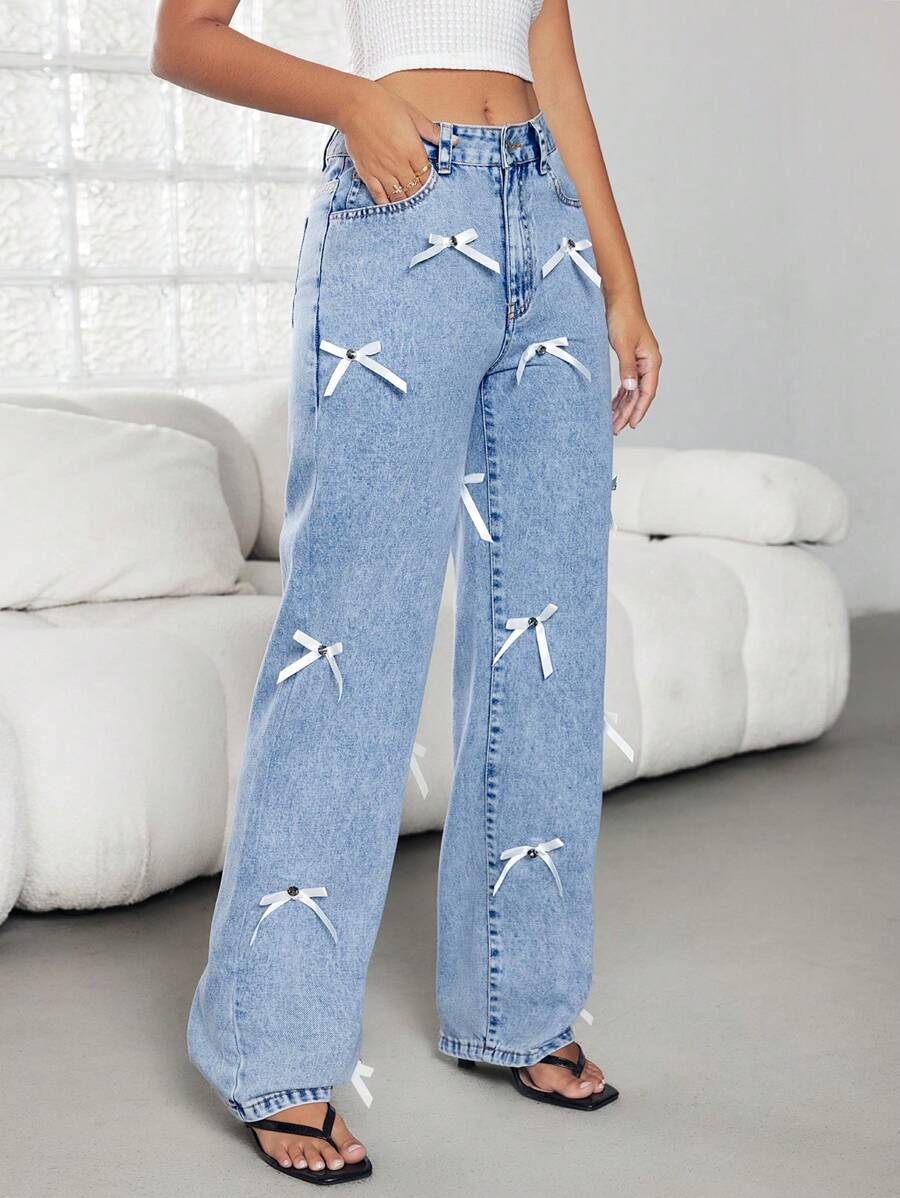 SHEIN ICON Jeans rectos de estilo casual para mujer