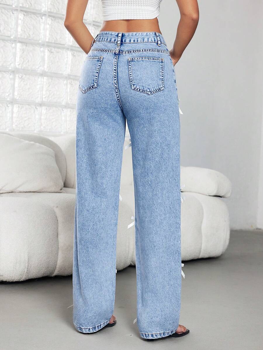 SHEIN ICON Jeans rectos de estilo casual para mujer