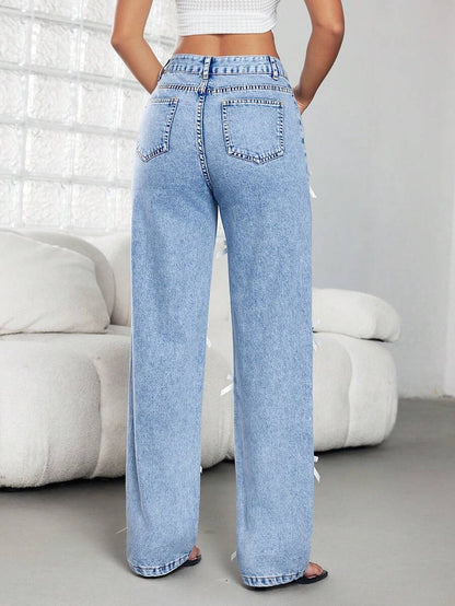 SHEIN ICON Jeans rectos de estilo casual para mujer