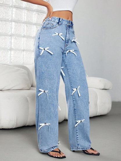 SHEIN ICON Jeans rectos de estilo casual para mujer