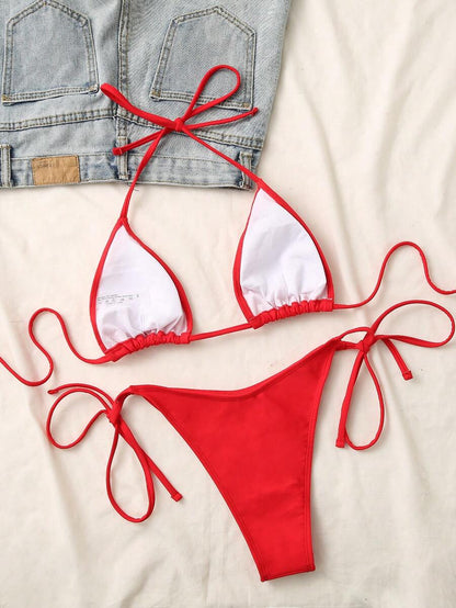 SHEIN Swim Conjunto de bikini de unicolor 2025