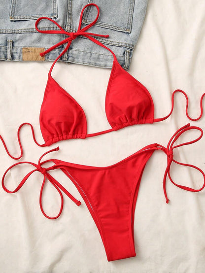 SHEIN Swim Conjunto de bikini de unicolor 2025