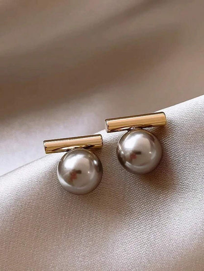 1 par de pendientes de perla de imitación delicados, pendientes de diseño minimalista con elegante estilo inspirado en la naturaleza