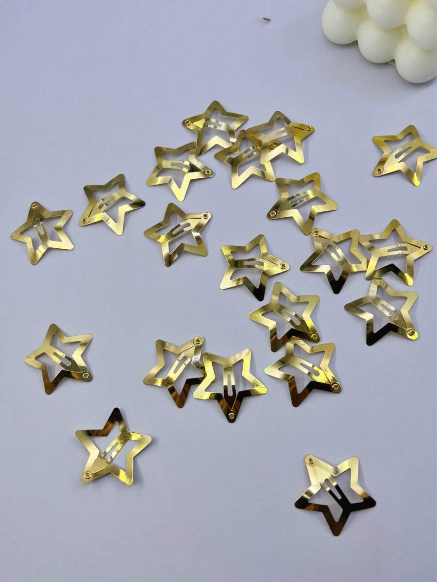 8/20/40 piezas Pinzas para el cabello de mujer con estrellas doradas, accesorios para fiestas, pinzas para el cabello con estrellas de metal dulces y elegantes, set de tocado con estrellas, pinzas para el cabello básicas de moda, adecuadas para uso diario