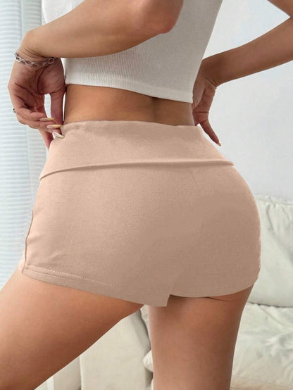 SHEIN EZwear Pantalones cortos caqui casuales y ajustados de mujer con característica antireflejo