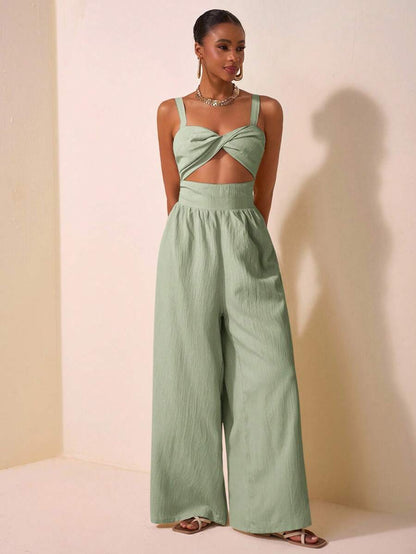 Zivah Pantalones anchos y largos de mujer con textura hueca retorcida de tela de 2025 para la temporada de primavera y verano, ocio y vacaciones, de color caqui, para boda, festival de música, fiesta, calle, playa y vacaciones, estilo bohemio-A