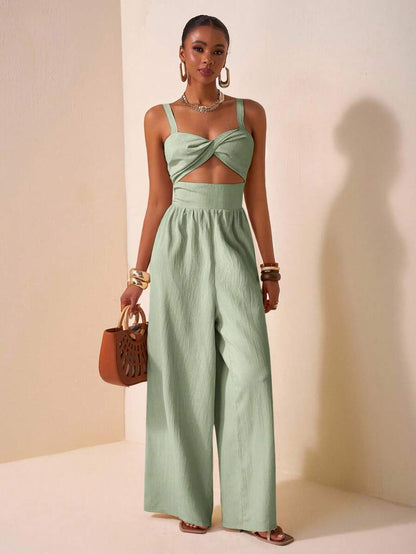 Zivah Pantalones anchos y largos de mujer con textura hueca retorcida de tela de 2025 para la temporada de primavera y verano, ocio y vacaciones, de color caqui, para boda, festival de música, fiesta, calle, playa y vacaciones, estilo bohemio-A