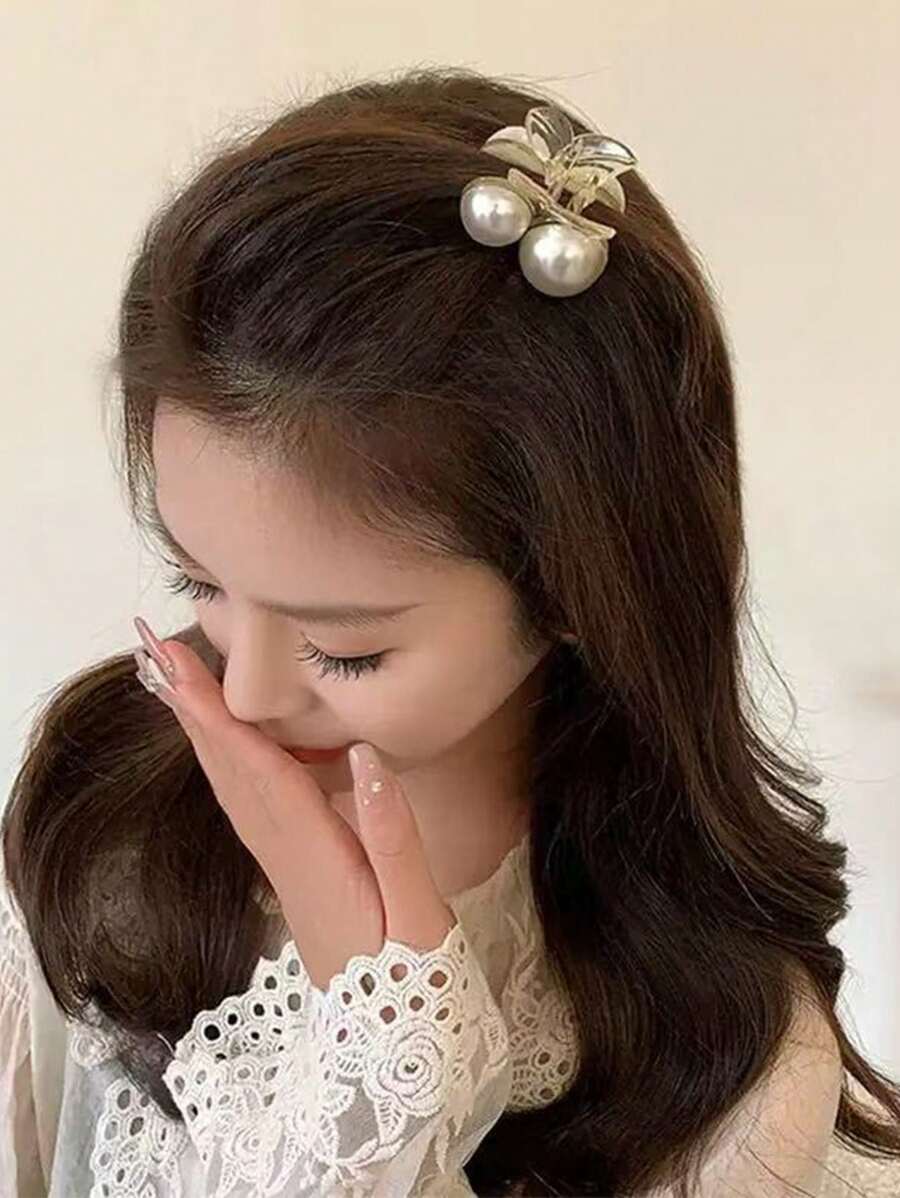 1 pieza Elegante y encantador accesorio de pelo con perla falsa para flequillo lateral y parte posterior de la cabeza, pinzas de verano, pasadores de pelo, pinzas de pelo, pinzas de pelo, pinzas de pelo, accesorios de pelo para mujer para vacaciones