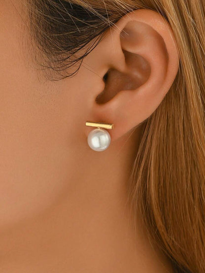 1 par de pendientes de perla de imitación delicados, pendientes de diseño minimalista con elegante estilo inspirado en la naturaleza