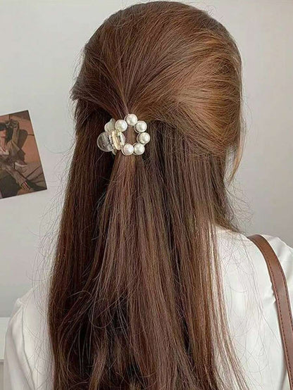 1 pieza Elegante y encantador accesorio de pelo con perla falsa para flequillo lateral y parte posterior de la cabeza, pinzas de verano, pasadores de pelo, pinzas de pelo, pinzas de pelo, pinzas de pelo, accesorios de pelo para mujer para vacaciones