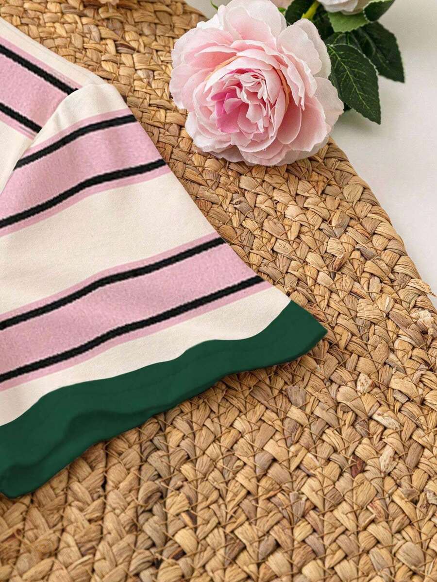 INAWLY Camiseta casual de mujer de manga corta, cuello redondo y rayas de verano