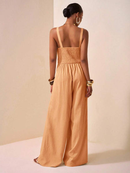 Zivah Pantalones anchos y largos de mujer con textura hueca retorcida de tela de 2025 para la temporada de primavera y verano, ocio y vacaciones, de color caqui, para boda, festival de música, fiesta, calle, playa y vacaciones, estilo bohemio-A