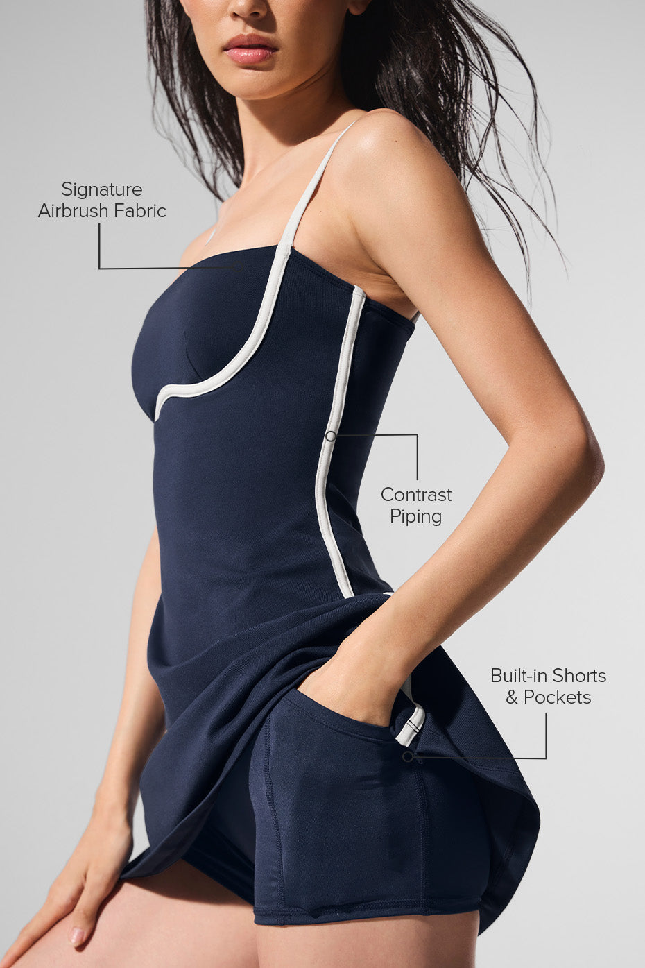Vestido Airbrush Streamlined - Azul marino/Blanco roto